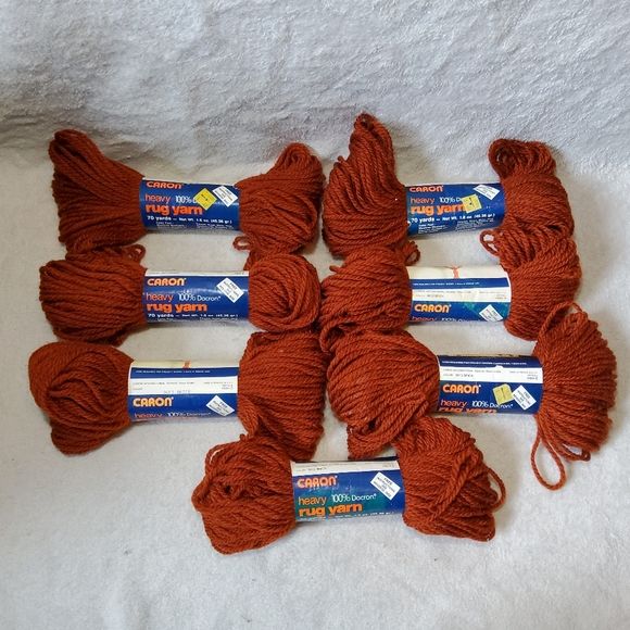 Vintage 7 Skein Yarn Lot NOS Caron Heavy Rug Yarn 0013 Brick 100% Dacron - Picture 1 of 5